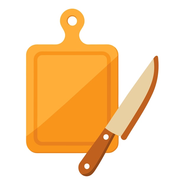 Vector kitchen cutting board with knife vector