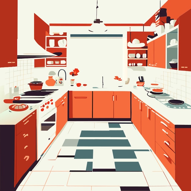 kitchen design vector illustration flat 2