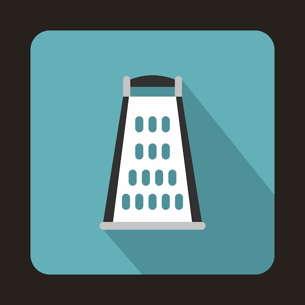 Kitchen grater icon in flat style on a light blue background