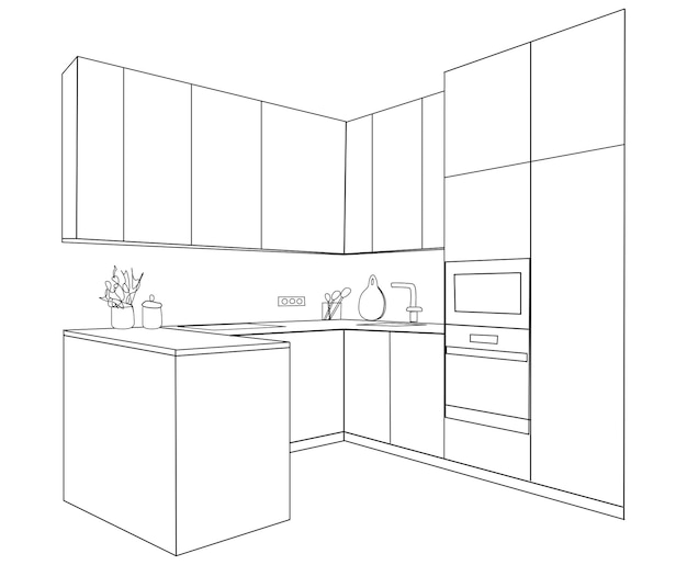 Kitchen interior sketch Home furniture