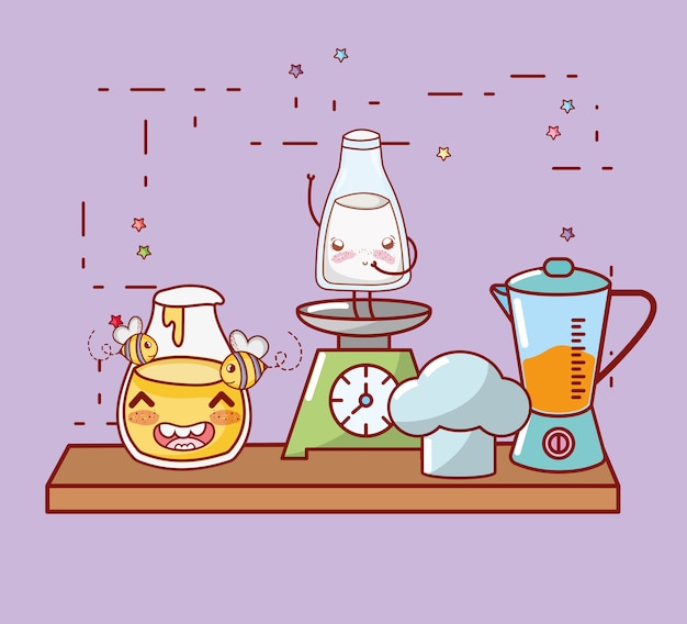 Kitchen items cartoon kawaii cartoon