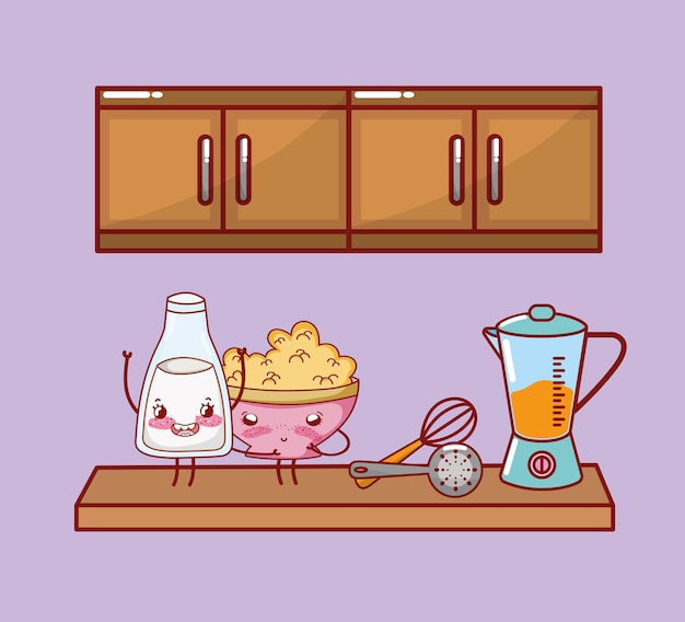 Kitchen items cartoon kawaii cartoon