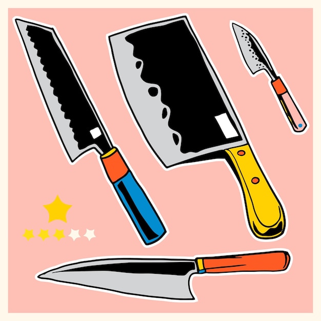 kitchen knife cooking utensil illustration can be used for poster stickers and templates