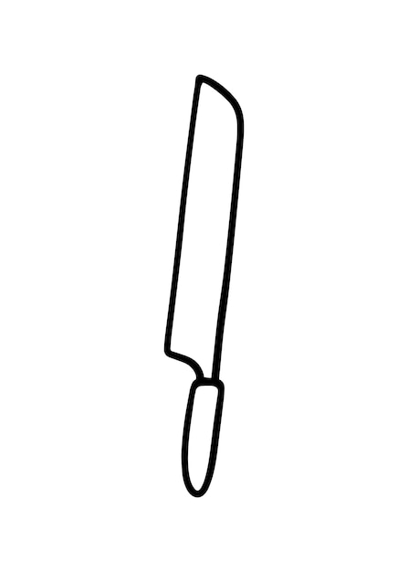 Kitchen knife for cutting food utensils doodle linear cartoon coloring