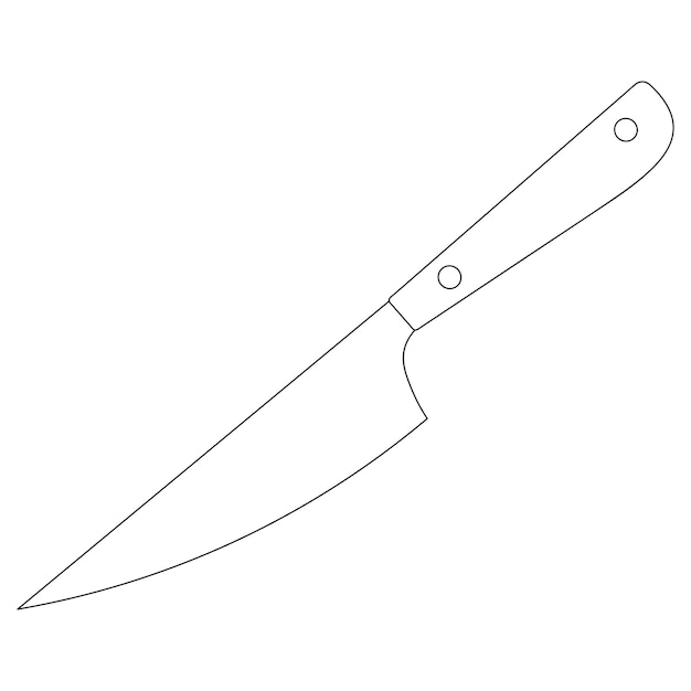 Kitchen knife. The device consists of a handle and a blade. Sketch. A sharp tool used for cooking