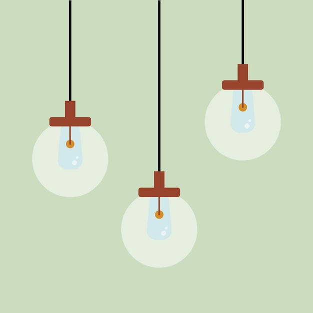 Kitchen lamp isolated flat illustration chandelier modern vector green background