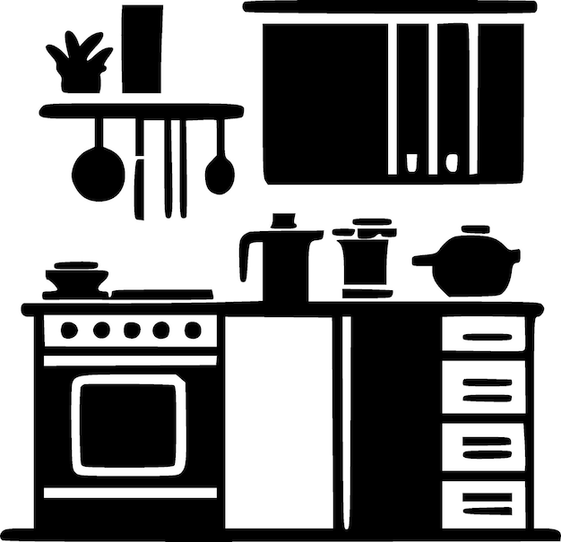 Kitchen Minimalist and Simple Silhouette Vector illustration