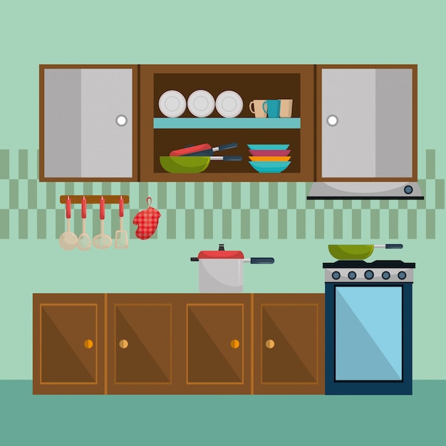 kitchen modern scene icons