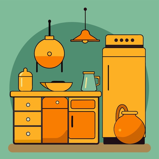 Vector kitchen room collection vector illustration