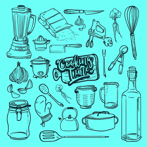 kitchen set doodles