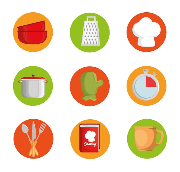 kitchen set utensils icons vector illustration design