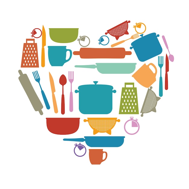 kitchen set utensils icons vector illustration design