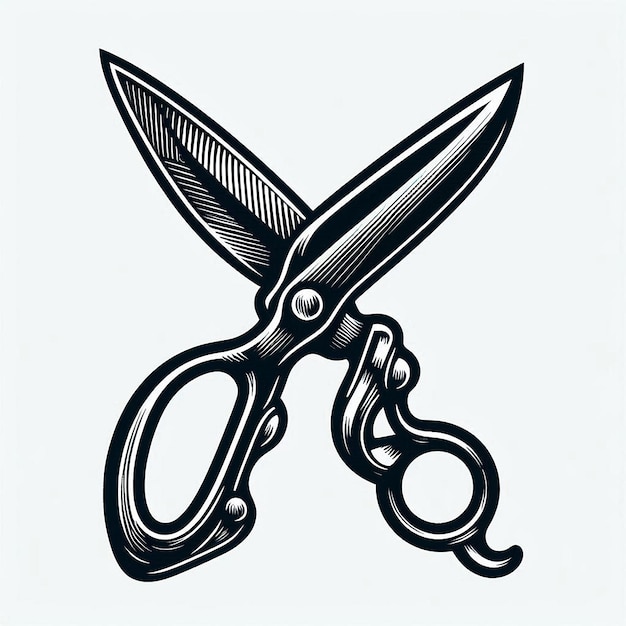 Kitchen shears Silhouette line art vector illustration on white background