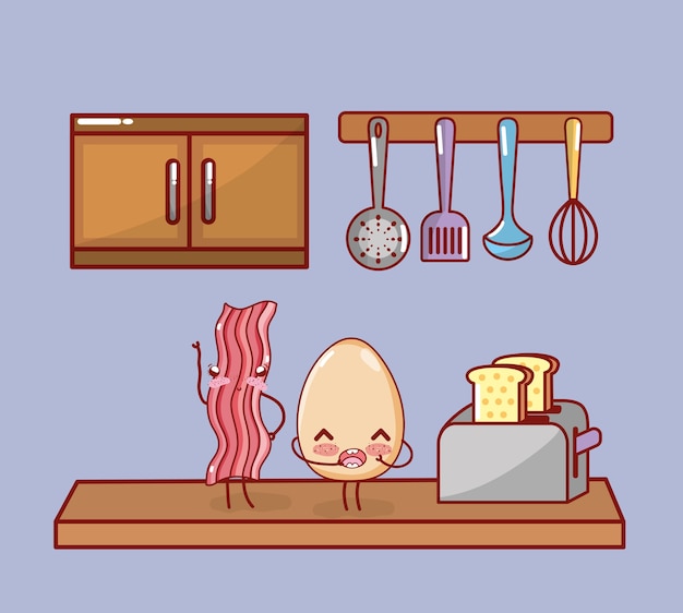 Kitchen shelf cartoon kawaii cartoon