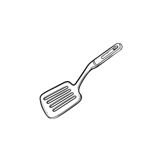 Kitchen spatula hand drawn outline doodle icon. Spatula - kitchen utensils vector sketch illustration for print, web, mobile and infographics isolated on white background.