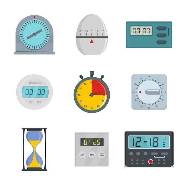 Kitchen timer icons set