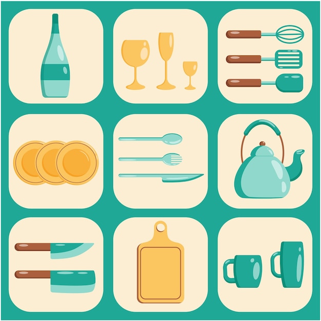 Kitchen tools set icon