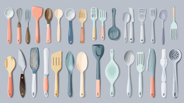 Vector kitchen utensils bundle in vector style