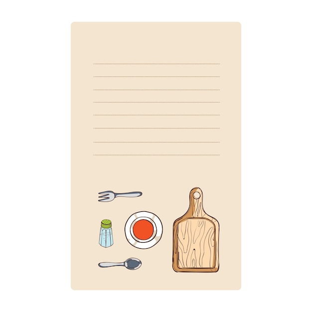 Vector kitchen utensils and cookbook page vector illustration