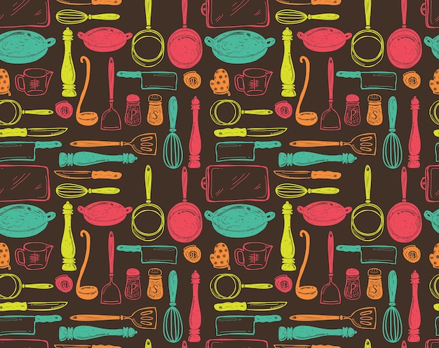 kitchen utensils seamless pattern