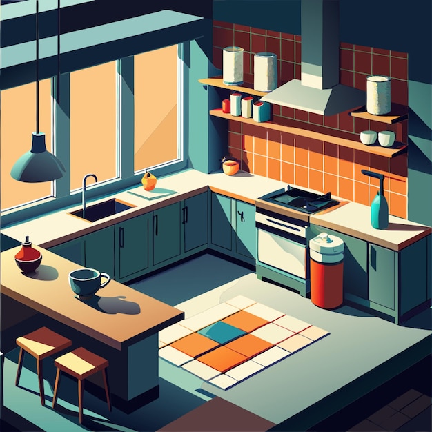 Vector kitchen vector illustration flat 2