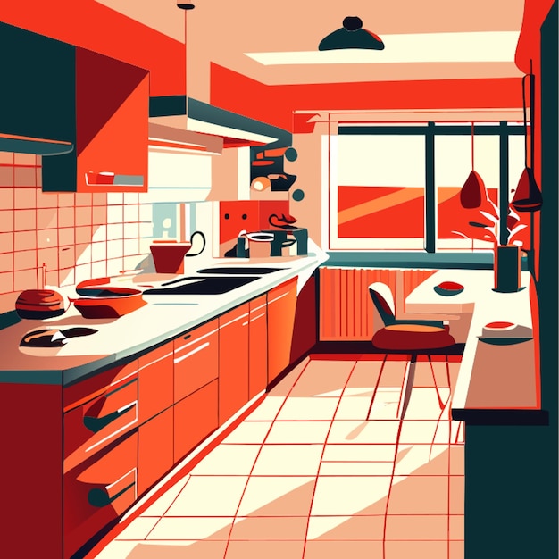 kitchen vector illustration flat 2