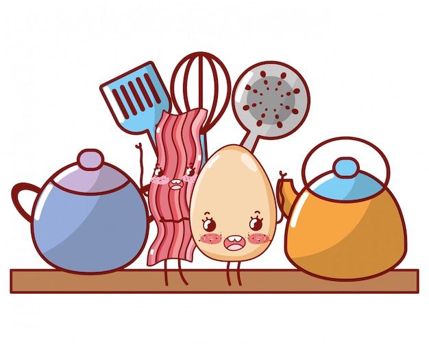 Kitchenware and ingredients cartoon