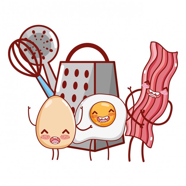 Vector kitchenware and ingredients cartoon