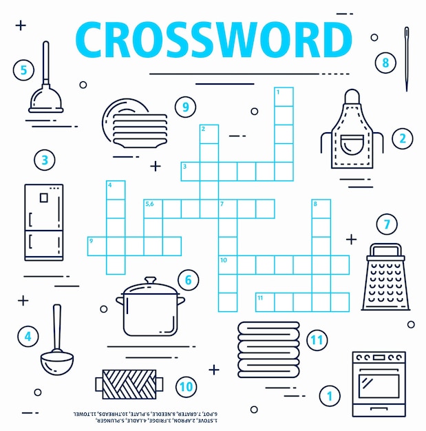 Kitchenware and kitchen appliances crossword grid