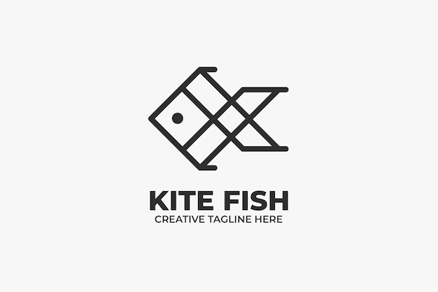 Kite Fish Geometric Monoline Logo