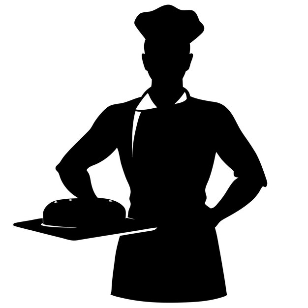 Vector a kitechen baker vector silhouette illustration cooking kitchen