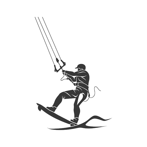 kitesurfing man athlete in action minimalist line art icon logo symbol