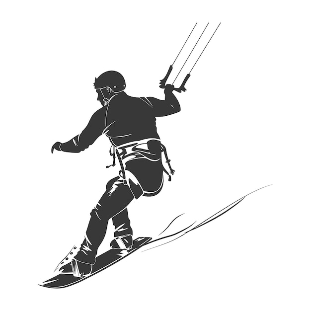 kitesurfing man athlete in action minimalist line art icon logo symbol