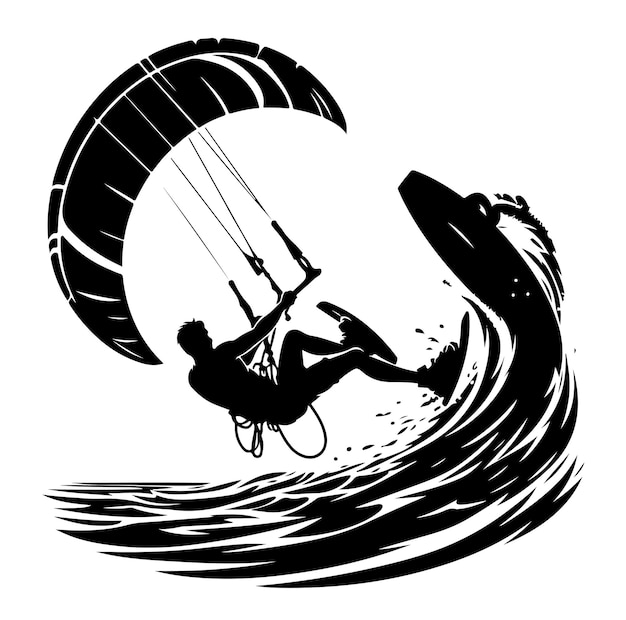 kitesurfing silhouette illustration icon