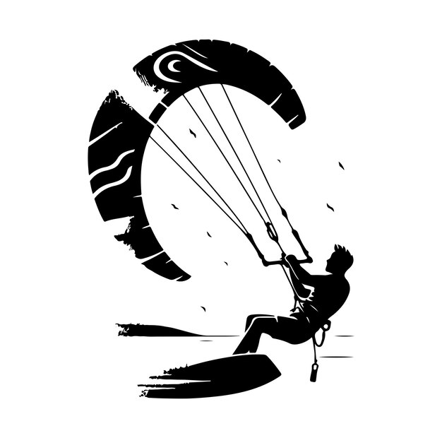 Vector kitesurfing silhouette illustration vector