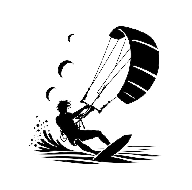 kitesurfing silhouette vector illustration icon