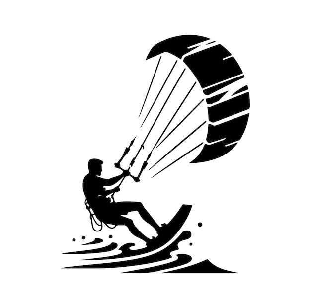 Kitesurfing vector illustration silhouette style vector