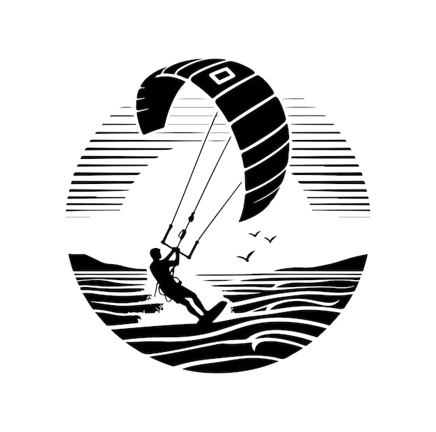 Kitesurfing vector illustration silhouette style