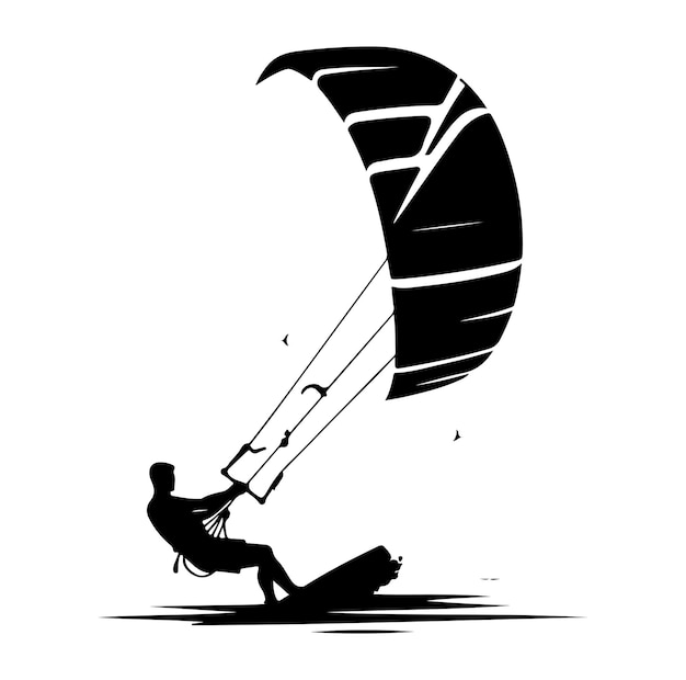 Vector kitesurfing vector illustration silhouette style