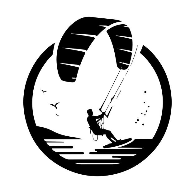 Kitesurfing vector illustration silhouette