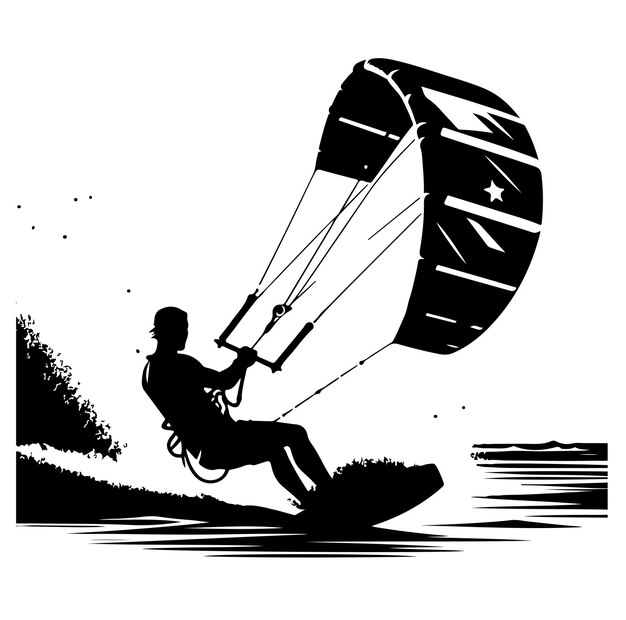 Kitesurfing vector silhouette