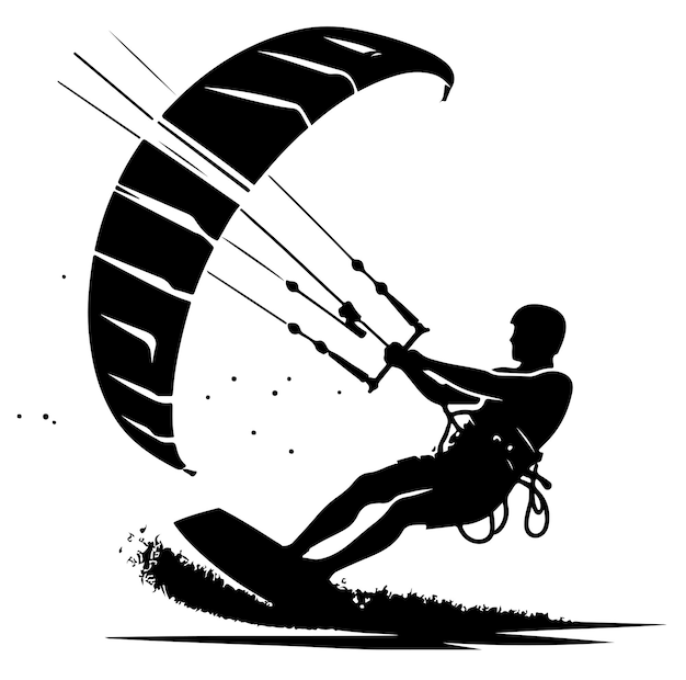 Vector kitesurfing vector silhouette