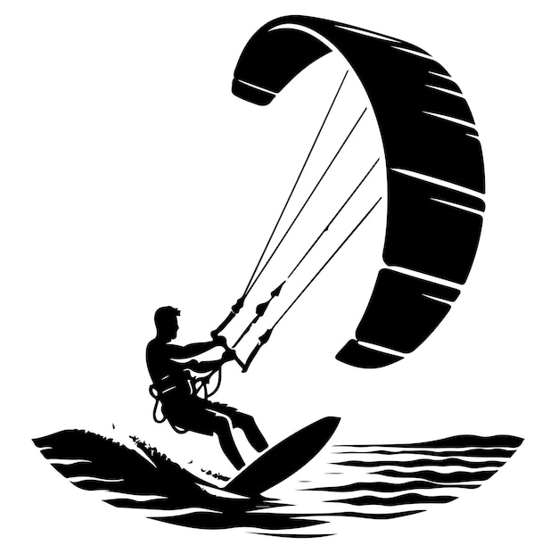 Kitesurfing vector silhouette