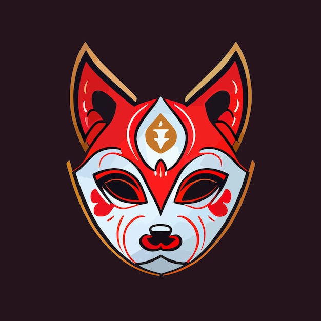 Kitsume mask vector icon illustration