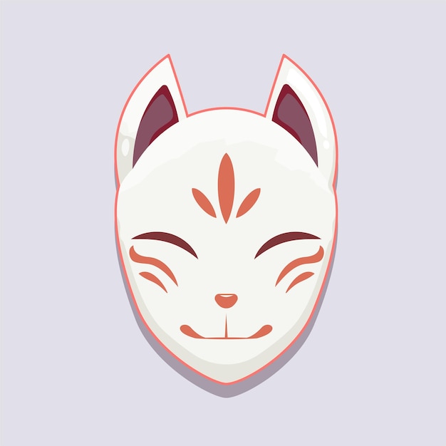 Kitsune fox mask vector illustration Japanese festival design element Traditional asian culture symbol in cartoon style