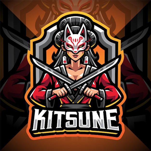 Kitsune girl esport mascot logo design