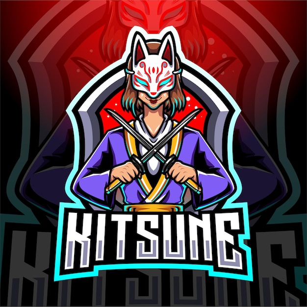 Kitsune girl esport mascot logo design