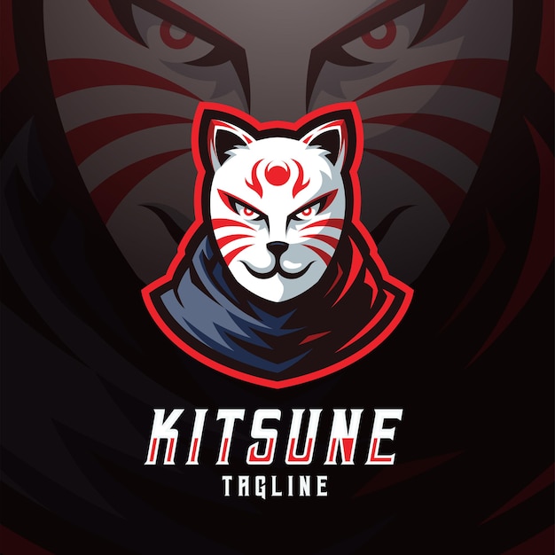 Kitsune mask e sport logo template