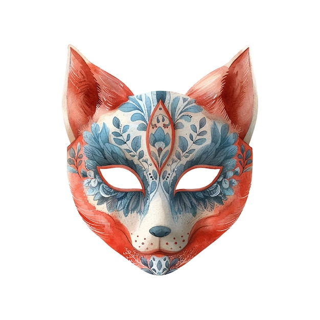 Vector kitsune mask vector illustration in watercolor style