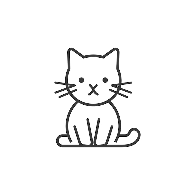 kitten minimalist line art icon logo symbol